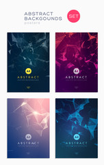 3d abstract covers set. Lines and triangular Shapes composition. Futuristic design posters