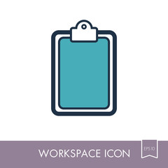Clipboard outline icon. Workspace sign