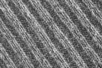 Grey Knitted Wool Background. 