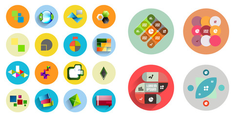 Round icons with geometric infographic templates