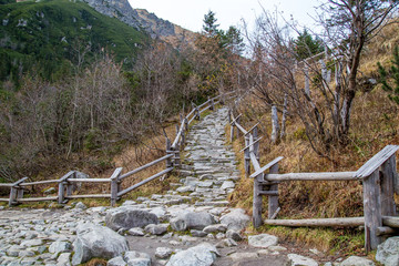kamienne schody, wejście na górę, Morskie Oko, Polska