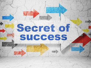 Business concept: arrow with Secret of Success on grunge wall background