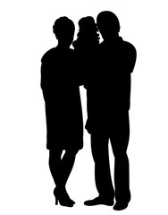 vector, silhouette of a hurry family, isolated