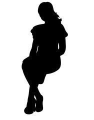 vector, silhouette of a girl sitting