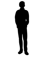 silhouette boy standing, isolated
