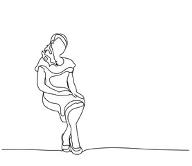 girl sitting sketch, outlines