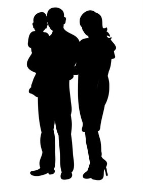  silhouette of a hurry family, isolated