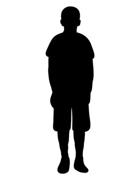 vector, silhouette boy standing, isolated