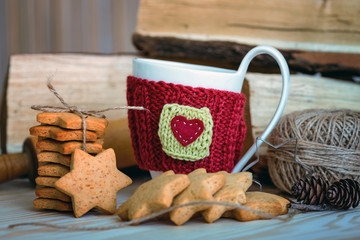cup  and christmas gingerbread