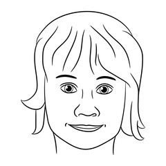 head of a teenage girl from the black contour lines vector illustration