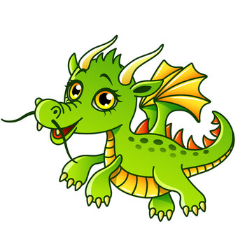Cartoon dragon isolated vector illustration