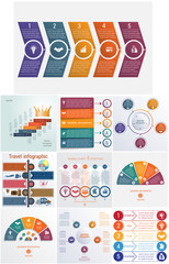 Set 10 universal templates elements Infographics conceptual cyclic processes for 5 positions