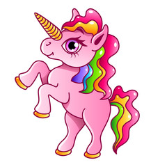 Cartoon unicorn isolated vector illustration