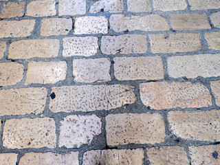 stone pavement on the pavement in the historic center of Zdar, Croatia
