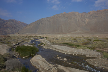 River Loa emerging from the Atacama Desert before flowing into the Pacific Ocean in the Tarapaca Region of northern Chile.
