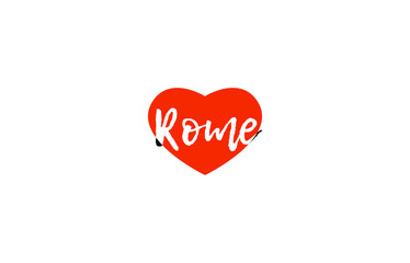 European capital city rome love heart text logo design