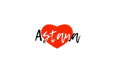 European capital city astana love heart text logo design