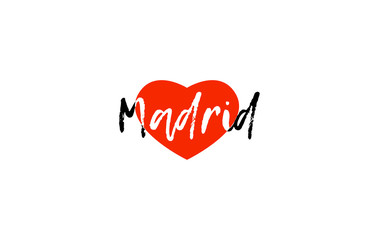 European capital city madrid love heart text logo design