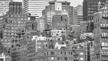 Czarno-biały obraz architektury Manhattanu, Nowy Jork, USA. - 171307363
