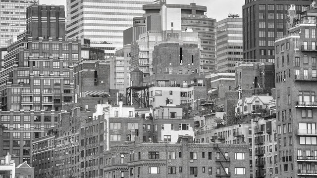 Fototapeta Black and white picture of Manhattan architecture, New York City, USA.