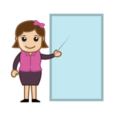 Girl Presenting Blank Ad Banner