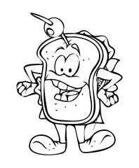 Joyful Cartoon Sandwich Character Vector Drawing