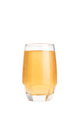 Glass of juice isolated on white background. Glass of fresh apple and grape drink
