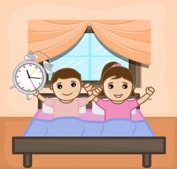 Happy Kids Wakeup with Alarm Clock