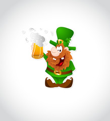Illustration of Leprechaun with Beer