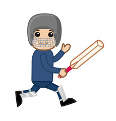Cartoon Cricketer Running