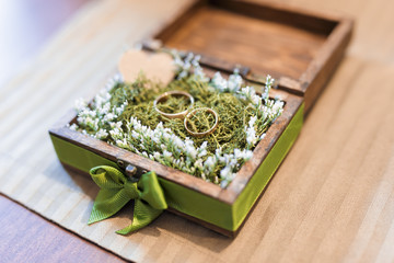 Wedding rings inside a small box