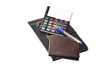 Business and work concept: office tools isolated on white background