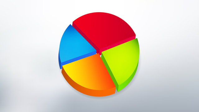 simple colored 3D pie chart with background design vector