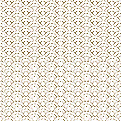 Japanese wave dotted traditional vector seamless pattern in gold line color style. Japan inspired floral design.