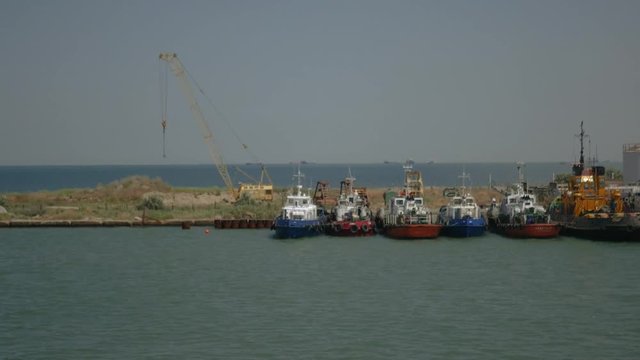 In the port there are moored ships. HD, 1920x1080. slow motion.