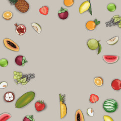 Vector hand Drawn Fruit for Graphic Design, Advertising Media, Label and text.