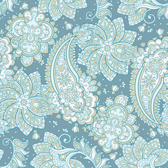 Fototapeta na wymiar paisley seamless textile pattern in asian batik style