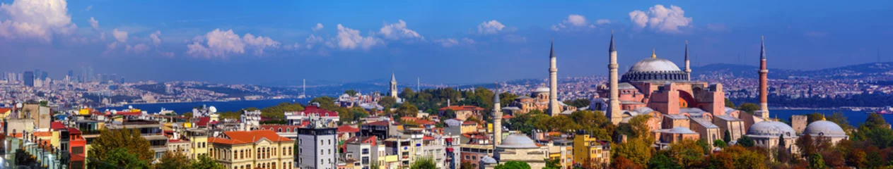 Foto auf Glas Panorama der Stadt Istanbul, Türkei © Boris Stroujko