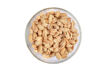 bowl of peanuts isolated on white background