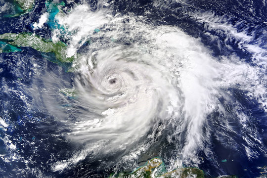 Satellite view. Hurricane Matthew Hits Haiti. Elements of this image furnished by NASA.