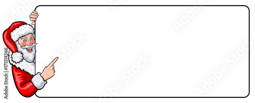 &quot;Banner ComicWeihnachtsmann mit Fingerzeig und leerem
