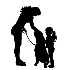 Vector silhouette of family on white background.