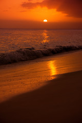 Obraz premium Sunset on the coast of the Caribbean Sea. Dominican sunset.