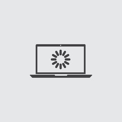 Laptop with loading icon in a flat design in black color. Vector illustration eps10