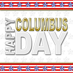 3D, Columbus Day, white background, Bright shiny text.