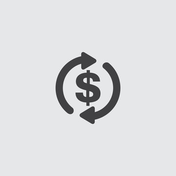 Dollar with arrows icon in a flat design in black color. Vector illustration eps10