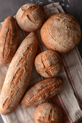 Assortment of baked bread.