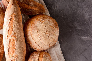 Assortment of baked bread.