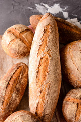 Assortment of baked bread.