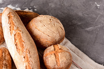 Assortment of baked bread.